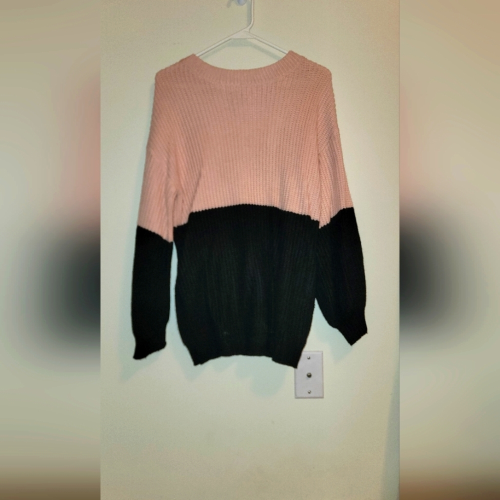 Womans small pink and black sweater long